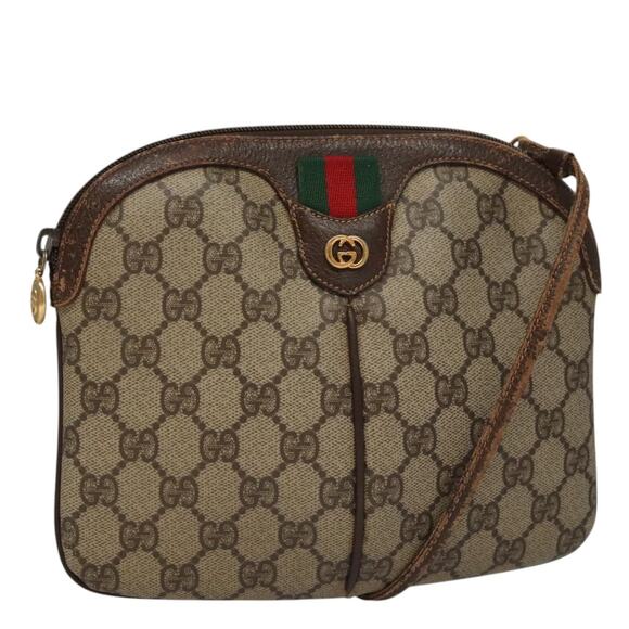 GUCCI Web Sherry Line GG Supreme Shoulder Bag Pvc Beige Gold 904 02 047 - Picture 1 of 16